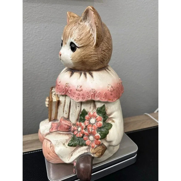 Vintage Cookie Jar 70'S EMILY THE CAT IN DRESS GLASS EYES - 11.5" - Picture 8 of 11